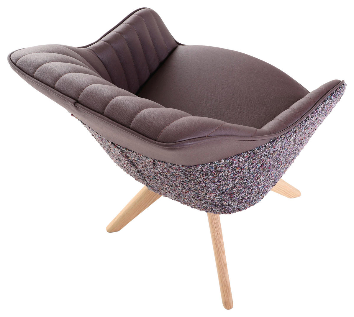 STOLIČKA S PODRÚČKAMI, ženilka, vzhľad kože, lila, farba duba - lila/farba duba, Konventionell, drevo/textil (60/83/65cm) - home24