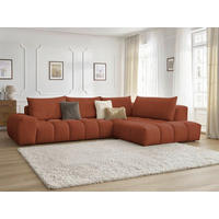 ECKSOFA Ottomane rechts  EVEREST Orange Struktur  - Schwarz/Orange, MODERN, Kunststoff/Textil (352/210cm)