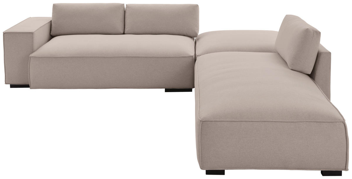 ECKSOFA Taupe Webstoff  - Taupe/Schwarz, Trend, Holz/Textil (280/260cm) - Livetastic