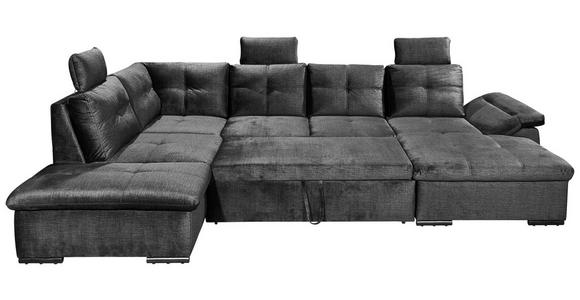 WOHNLANDSCHAFT in Mikrovelours Schwarz - Schwarz, KONVENTIONELL, Kunststoff/Textil (217/334/127cm) - Carryhome