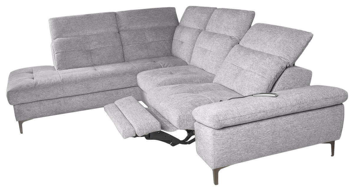 ECKSOFA Greige Webstoff  - Greige/Schwarz, KONVENTIONELL, Textil/Metall (225/288cm) - Carryhome