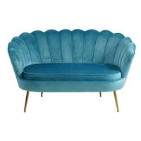 2-SITZER-SOFA in Samt Blau  - Blau/Goldfarben, MODERN, Textil/Metall (136/78/77cm) - Livetastic