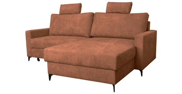 ECKSOFA Terracotta Struktur  - Terracotta/Schwarz, KONVENTIONELL, Textil/Metall (230/164cm) - Carryhome