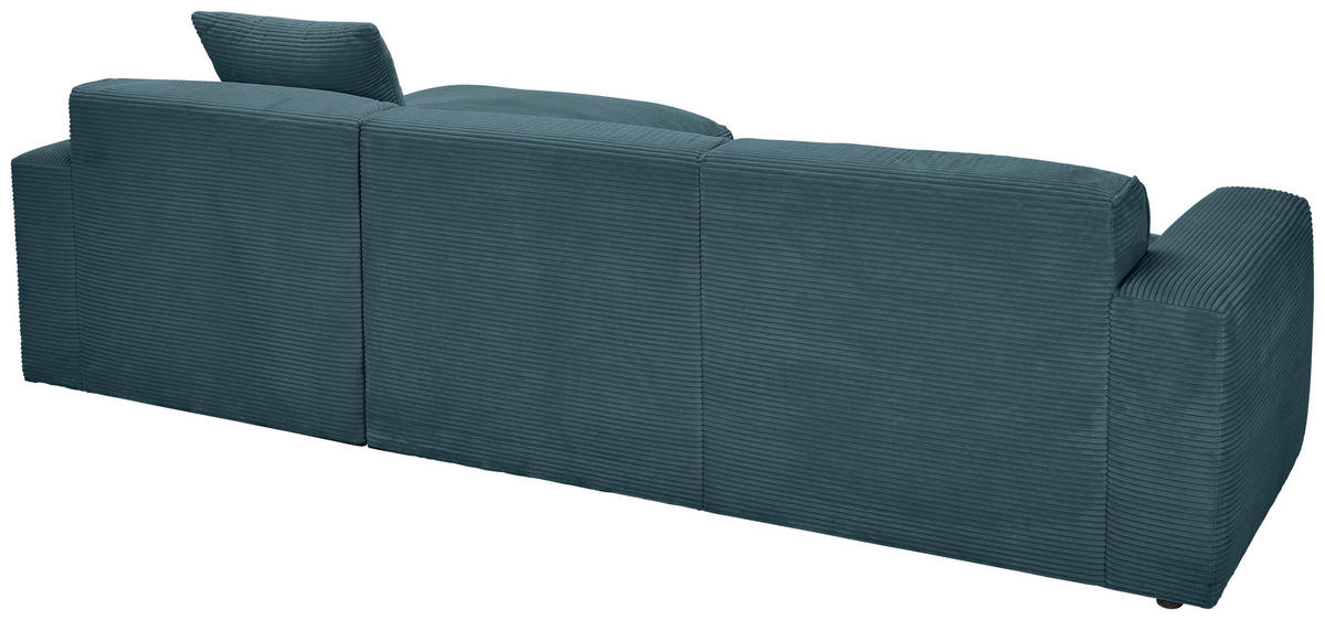ECKSOFA in Cord Petrol  - Petrol/Schwarz, Design, Kunststoff/Textil (303/196cm) - Livetastic