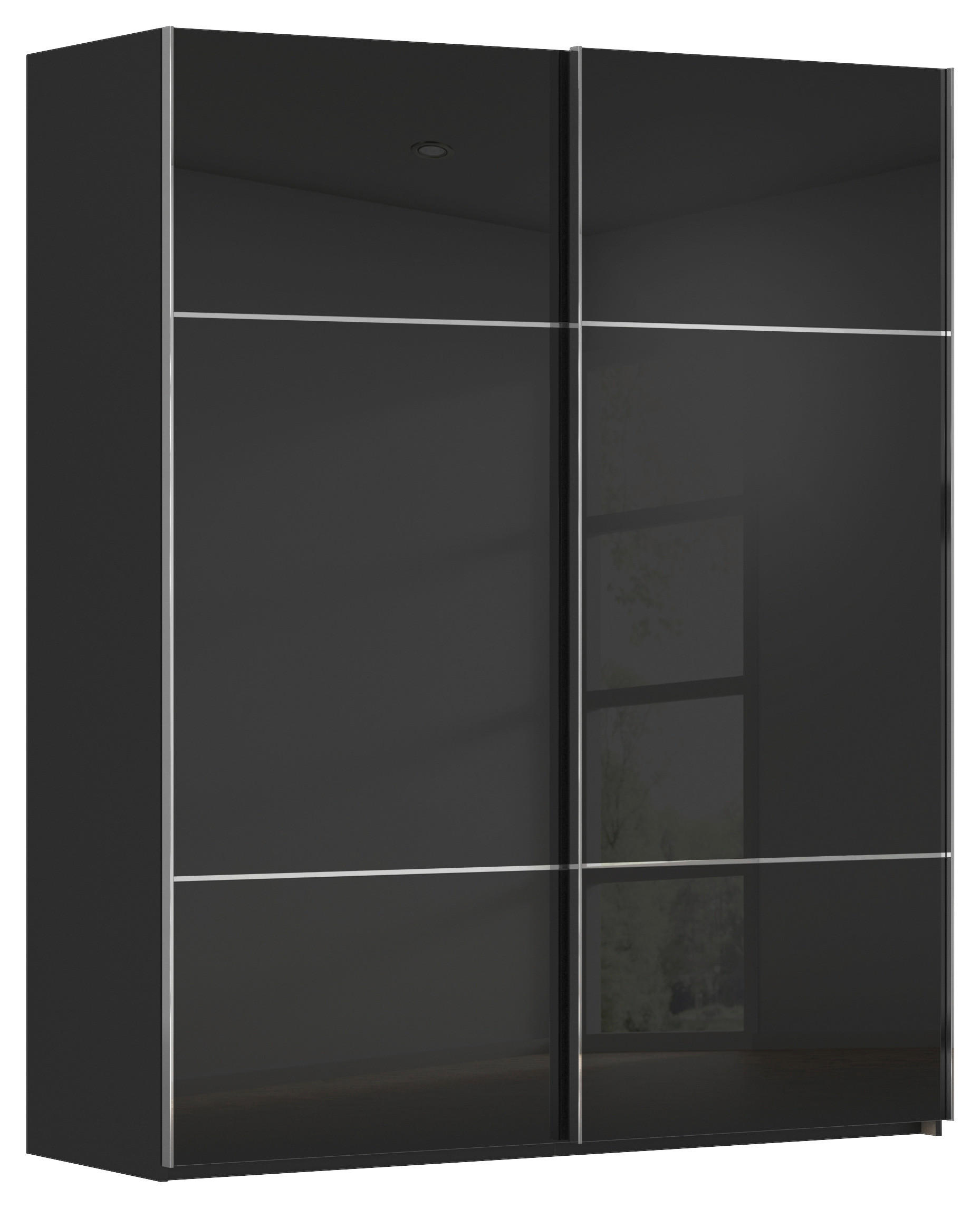 SCHWEBETÜRENSCHRANK 201/223/67 cm 2-türig Schwarz  - Chromfarben/Schwarz, KONVENTIONELL, Glas/Holzwerkstoff (201/223/67cm) - Novel