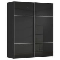 SCHWEBETÜRENSCHRANK 181/223/67 cm 2-türig Schwarz  - Chromfarben/Schwarz, KONVENTIONELL, Glas/Holzwerkstoff (181/223/67cm) - Novel