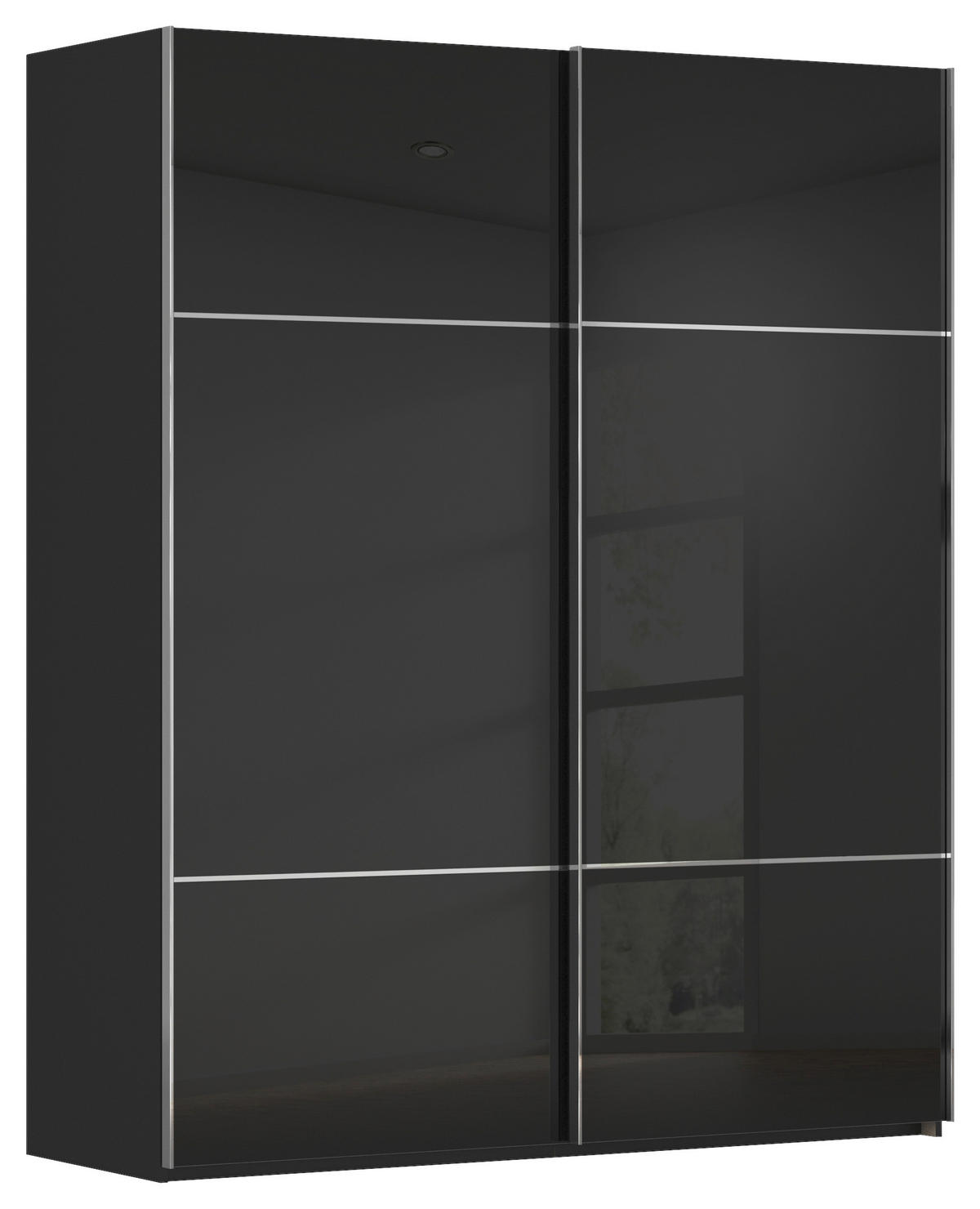 SCHWEBETÜRENSCHRANK 181/223/67 cm 2-türig Schwarz  - Chromfarben/Schwarz, KONVENTIONELL, Glas/Holzwerkstoff (181/223/67cm) - Novel