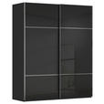 SCHWEBETÜRENSCHRANK  in Schwarz  - Chromfarben/Schwarz, KONVENTIONELL, Glas/Holzwerkstoff (181/223/67cm) - Novel