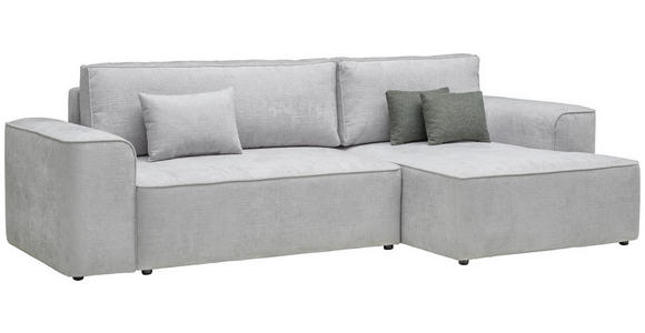 ECKSOFA in Plüsch Grau  - Blaugrau/Schwarz, Design, Kunststoff/Textil (288/152cm) - Xora