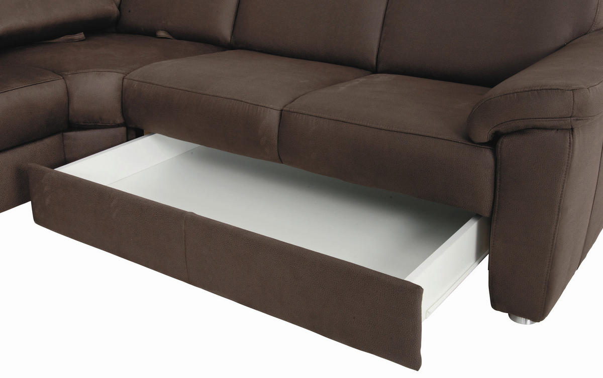 SEDACÍ SOUPRAVA, textil, tmavě hnědá - tmavě hnědá/barvy chromu, Konvenční, kov/textil (163/336/240cm) - Beldomo System