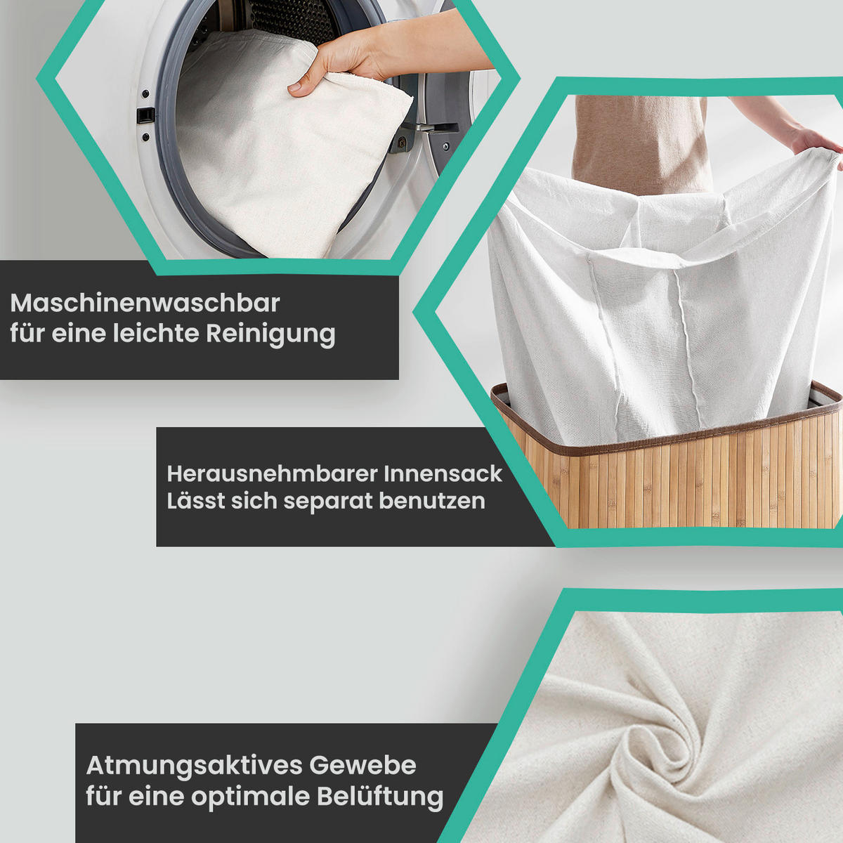 WÄSCHEKORB - Naturfarben, Basics, Naturmaterialien/Textil (60/61,5/40cm)
