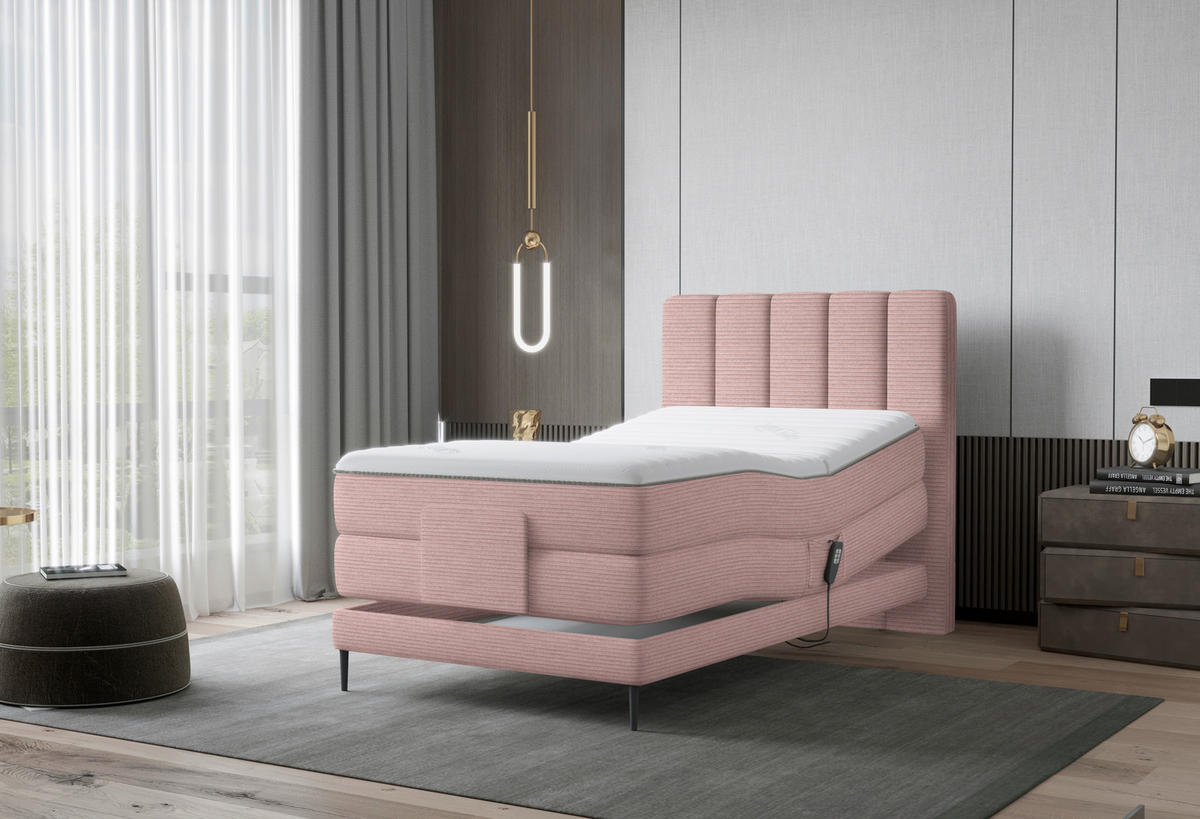 BOXSPRINGBETT 100/200 cm  in Mauve  - Mauve/Schwarz, Natur, Textil/Metall (100/200cm) - Esposa