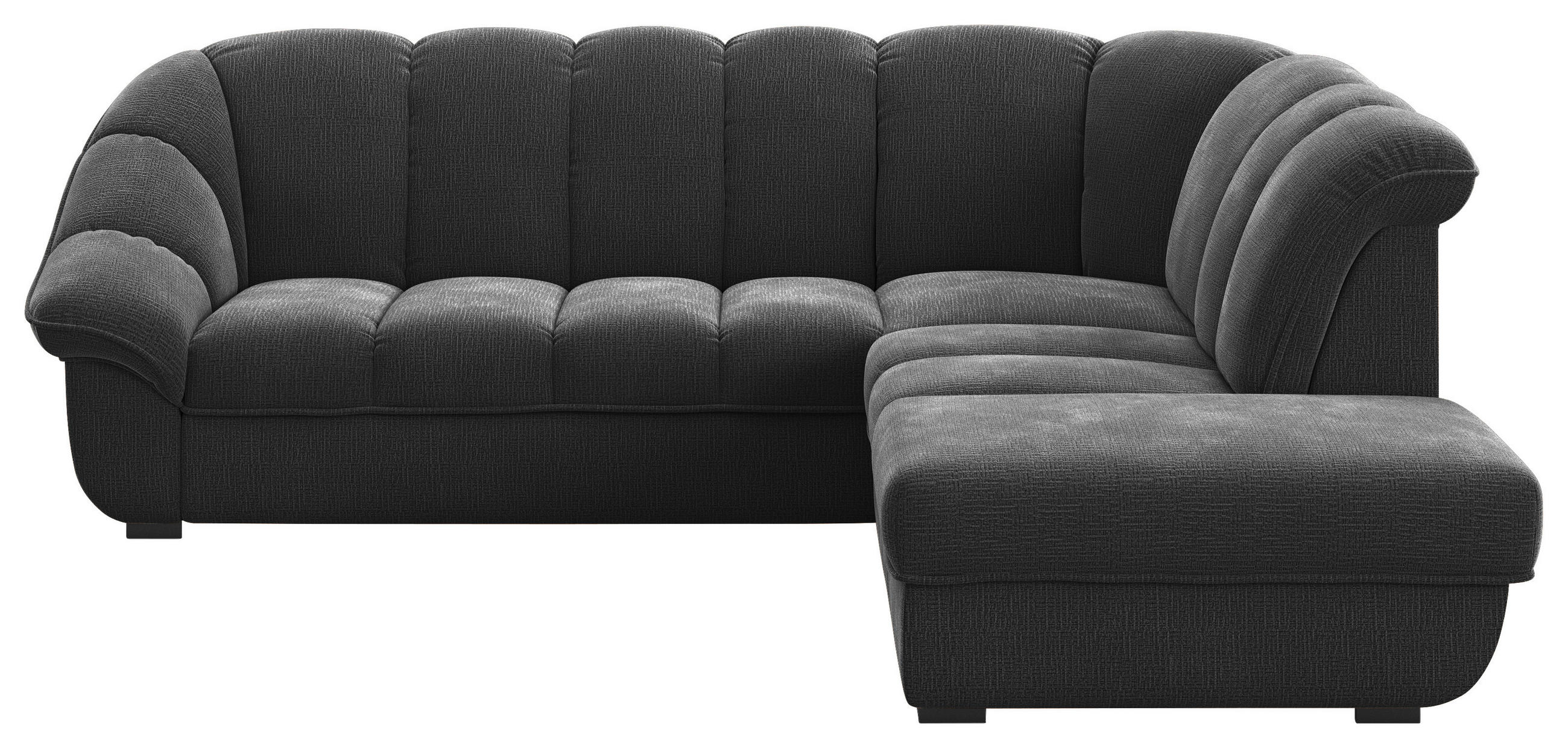 ECKSOFA Schwarz Chenille Bettkasten, Schlaffunktion, Rücken echt  - Schwarz, KONVENTIONELL, Kunststoff/Textil (260/222cm) - Welnova