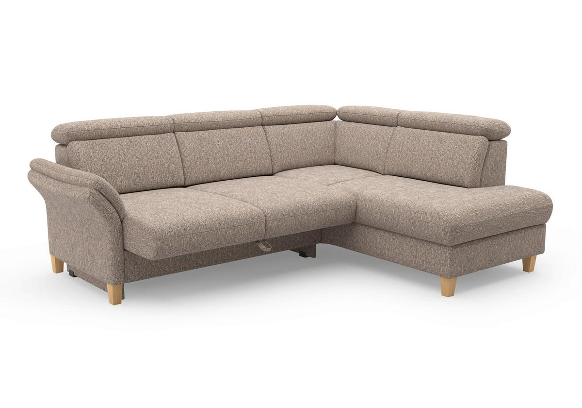 ECKSOFA Chenille Cappuccino  - Eichefarben/Cappuccino, Konventionell, Holz/Textil (247/193cm) - Sit & More
