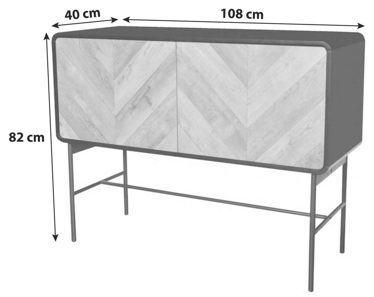 KOMODA, črna, barve hrasta  - črna/barve hrasta, Moderno, kovina/leseni material (108/82/40cm) - Mömax