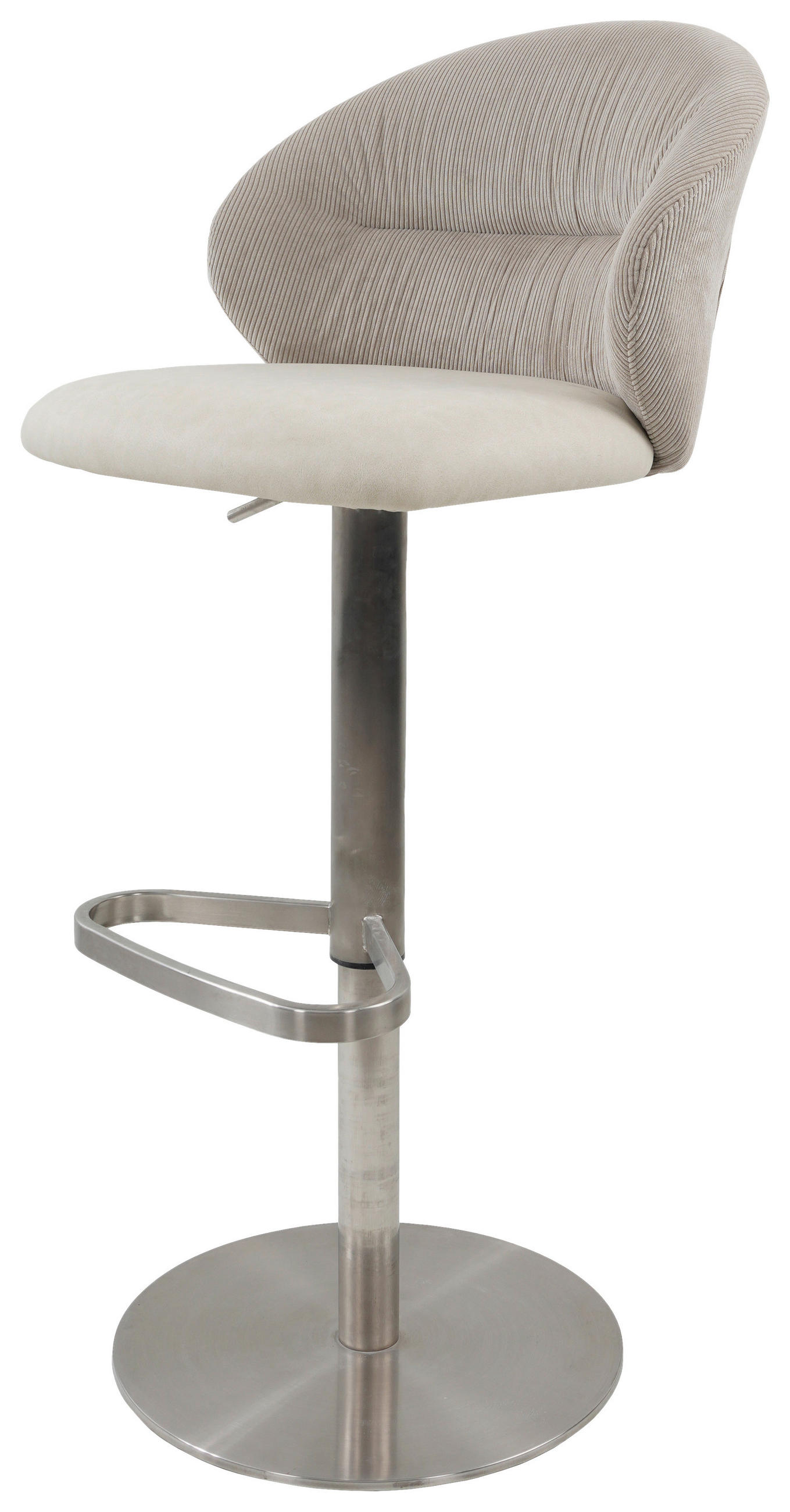 BARHOCKER Struktur Beige Edelstahl Sitzfläche 360° drehbar - Edelstahlfarben/Beige, MODERN, Textil/Metall (56/85-111/51cm) - MID.YOU