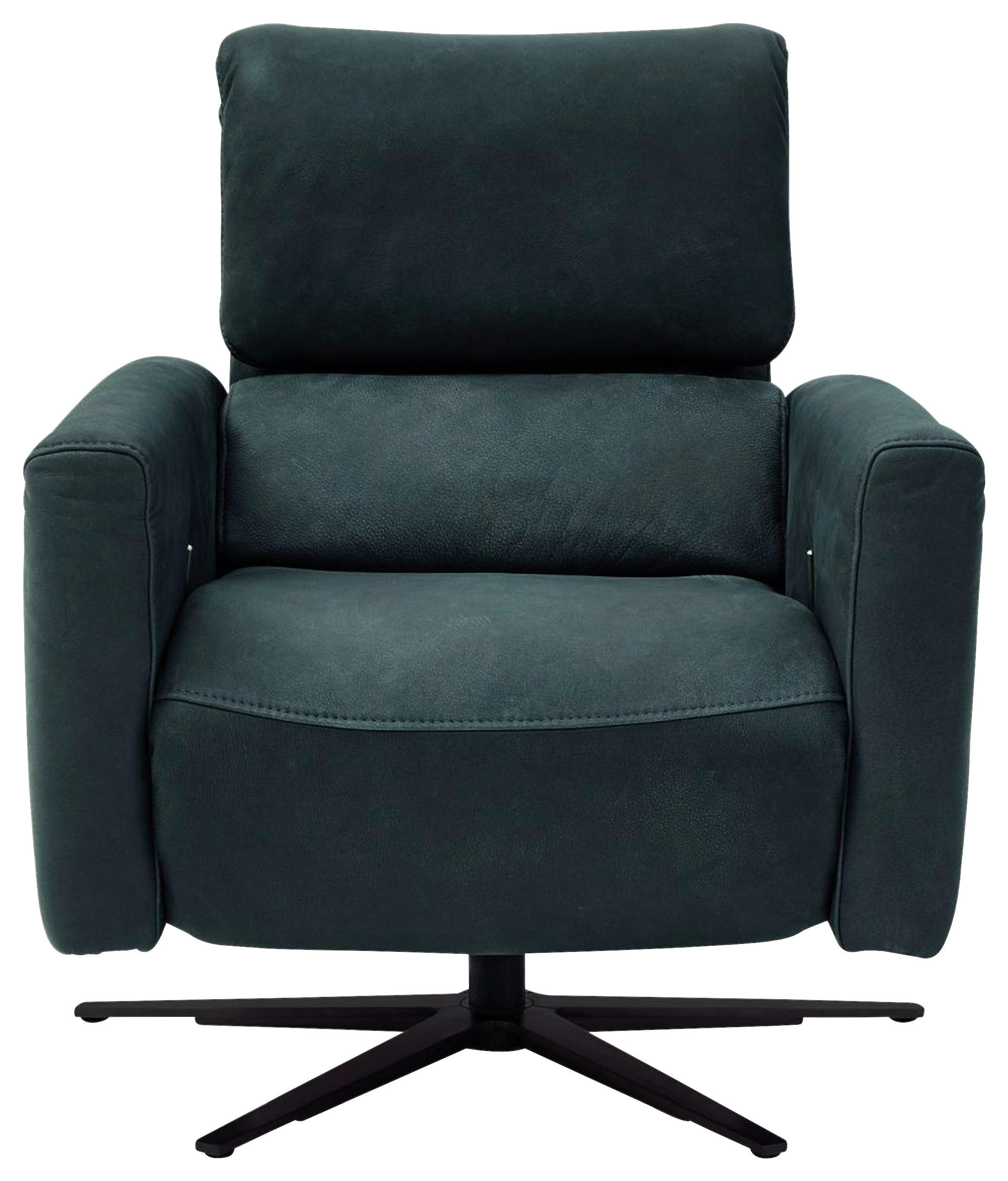 RELAXSESSEL Echtleder Relaxfunktion, Kopfteilverstellung, Rücken echt    - Schwarz/Graphitfarben, Design, Leder/Metall (74/88-117/82-183cm) - Musterring