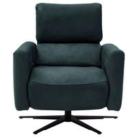 RELAXSESSEL Echtleder Relaxfunktion, Kopfteilverstellung, Rücken echt    - Schwarz/Graphitfarben, Design, Leder/Metall (74/88-117/82-183cm) - Musterring