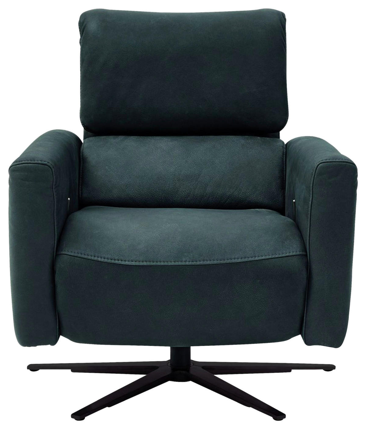 RELAXSESSEL Echtleder Relaxfunktion, Kopfteilverstellung, Rücken echt    - Schwarz/Graphitfarben, Design, Leder/Metall (74/88-117/82-183cm) - Musterring