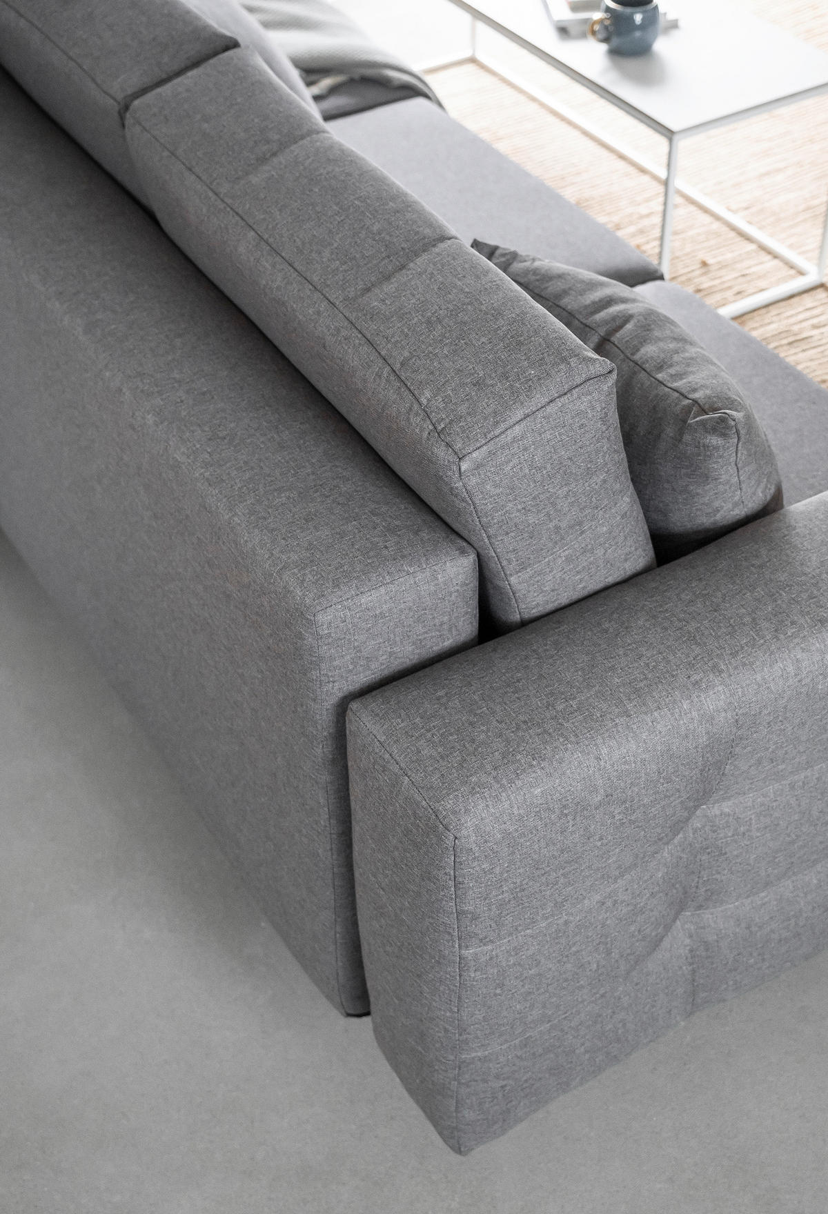 SCHLAFSOFA in Webstoff Grau  - Buchefarben/Grau, Design, Holz/Textil (230/93/92cm) - MID.YOU