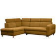 ECKSOFA inkl. Funktionen Senfgelb Samt  - Senfgelb, Natur, Holz/Textil (206/261cm) - Venda