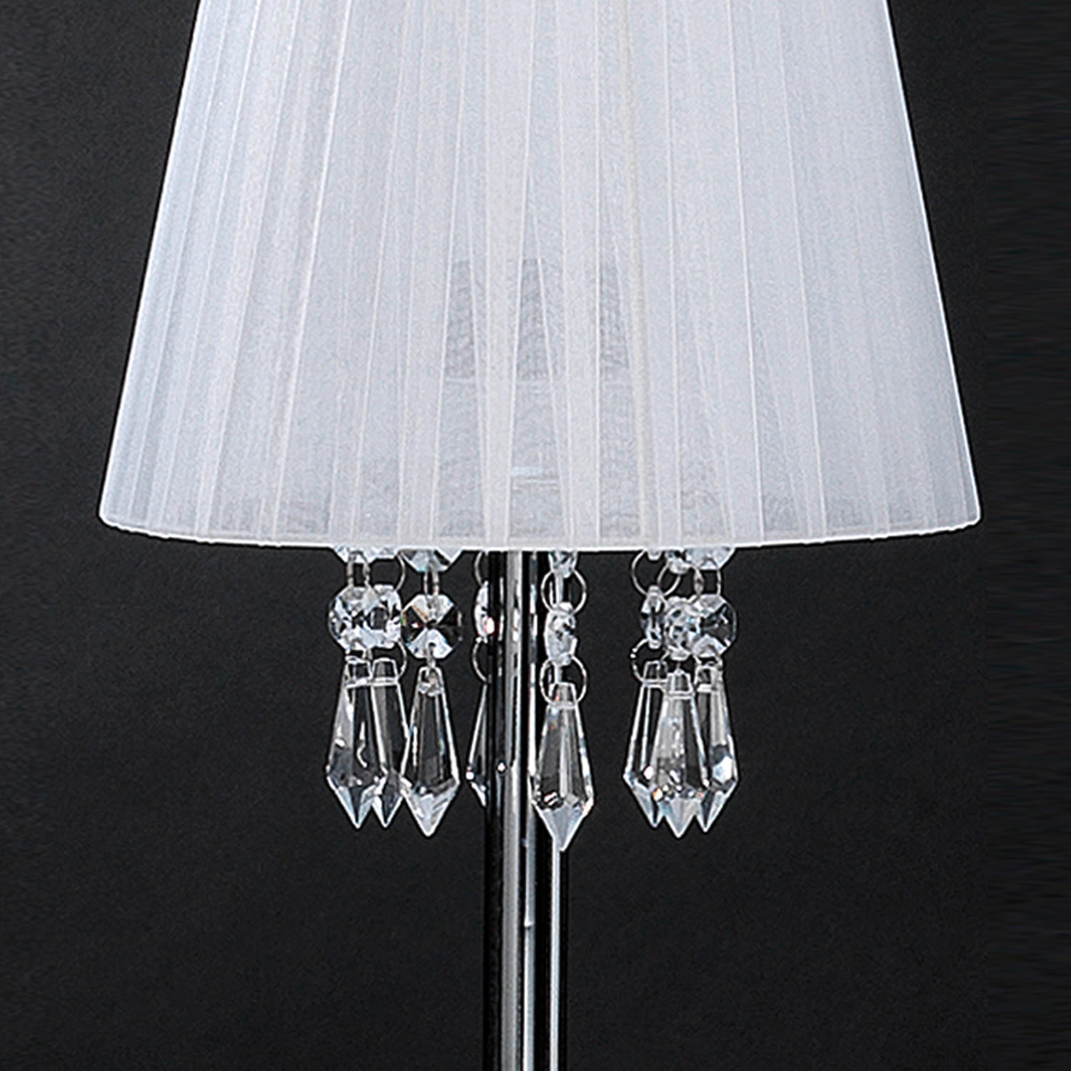 KRISTALL-TISCHLEUCHTE 20/42 cm   - Chromfarben/Weiß, KONVENTIONELL, Glas/Textil (20/42cm)