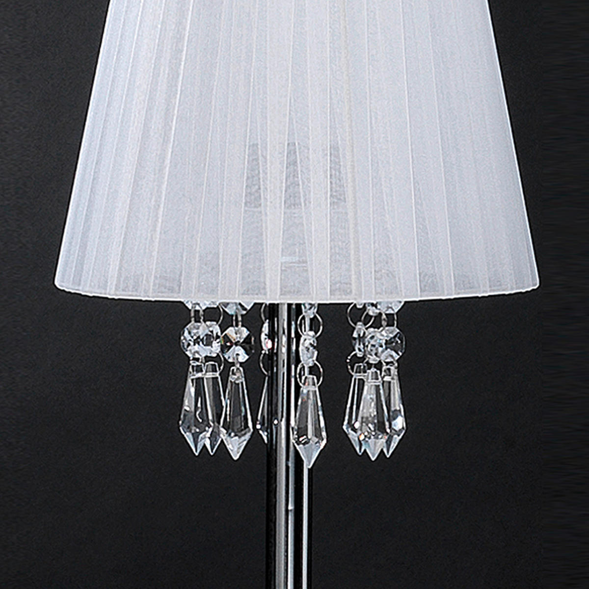 KRISTALL-TISCHLEUCHTE 20/42 cm   - Chromfarben/Weiß, KONVENTIONELL, Glas/Textil (20/42cm)