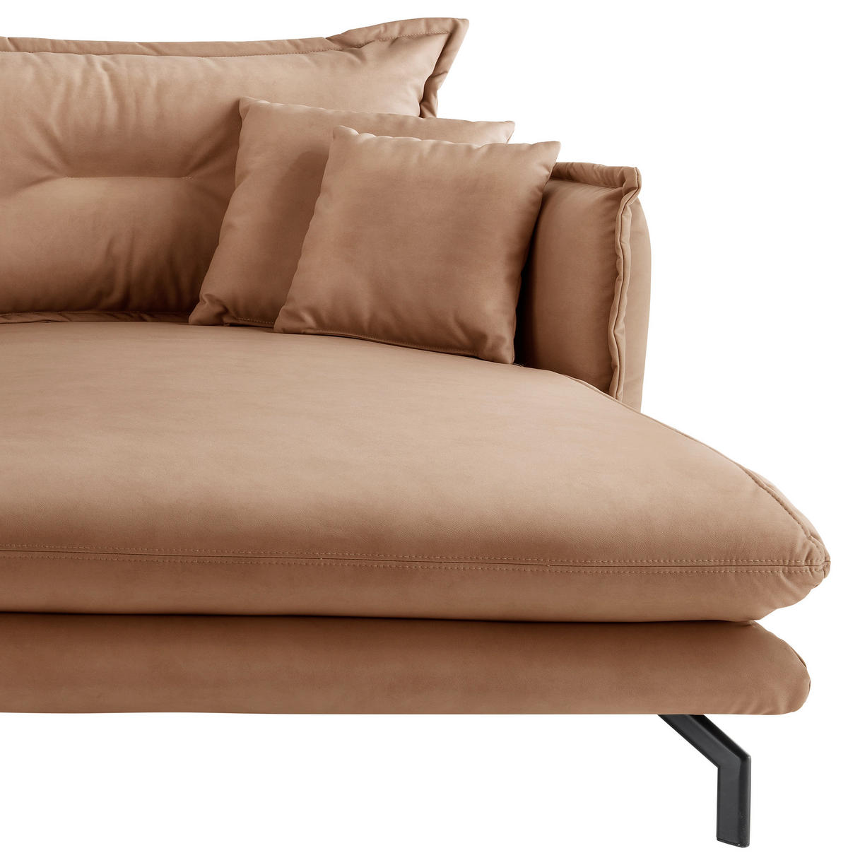 ECKSOFA in Lederlook Taupe  - Taupe/Schwarz, Modern, Textil/Metall (255/180cm) - Livetastic