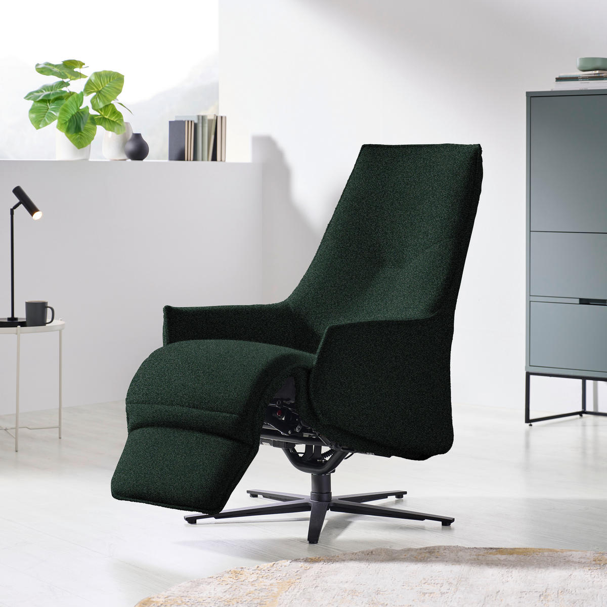 RELAXSESSEL in Textil Dunkelgrün  - Dunkelgrün/Anthrazit, Design, Textil/Metall (70/112/85cm) - Himolla Komfortklass