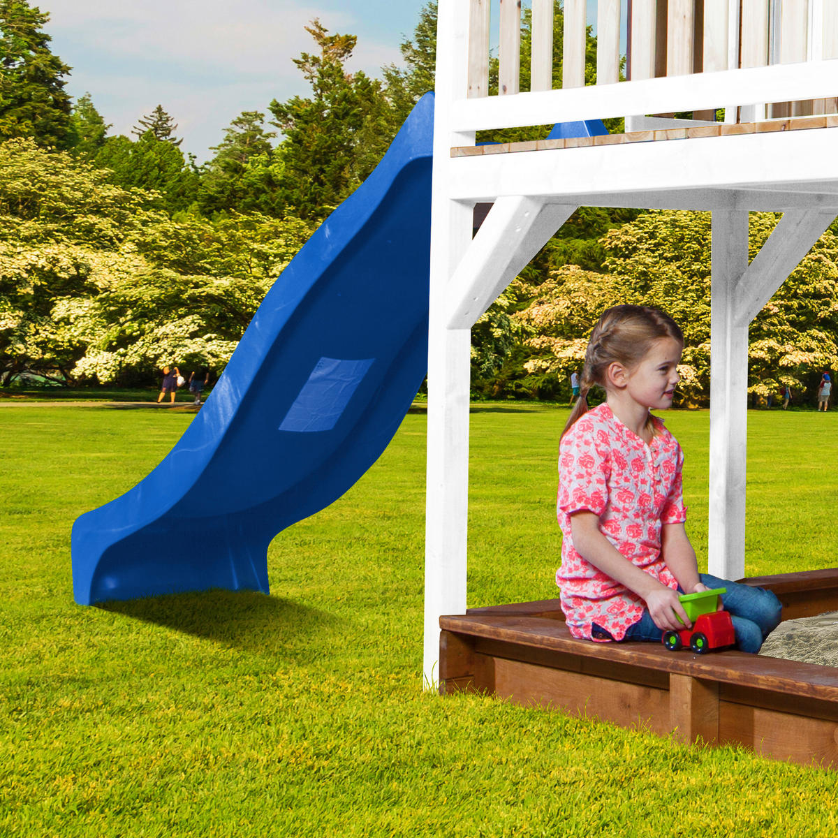 SPIELTURM 613/291/277 cm  - Blau/Weiss, Konventionell, Holz (613/291/277cm)
