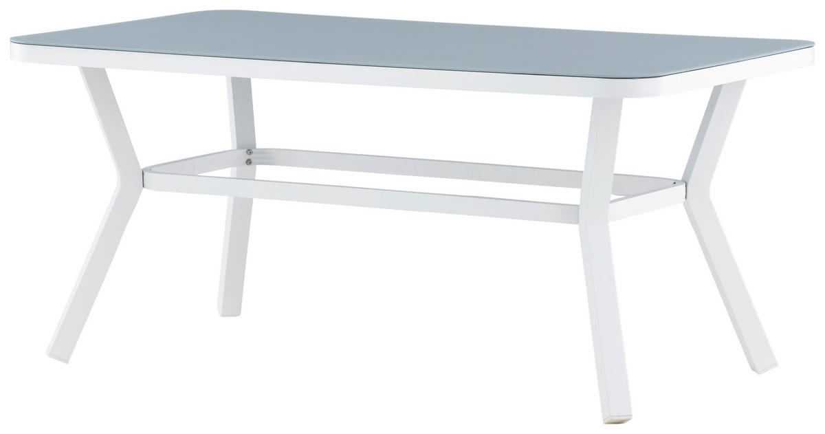 GARTENTISCH 160/90/74 cm Metall, Glas rechteckig  - Weiß/Grau, KONVENTIONELL, Glas/Metall (160/90/74cm) - Gardenson