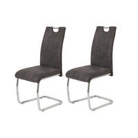 SCHWINGSTUHL-SET 2 Stück  in Stahl Lederlook  - Chromfarben/Anthrazit, MODERN, Textil/Metall (43/98/59cm) - MID.YOU