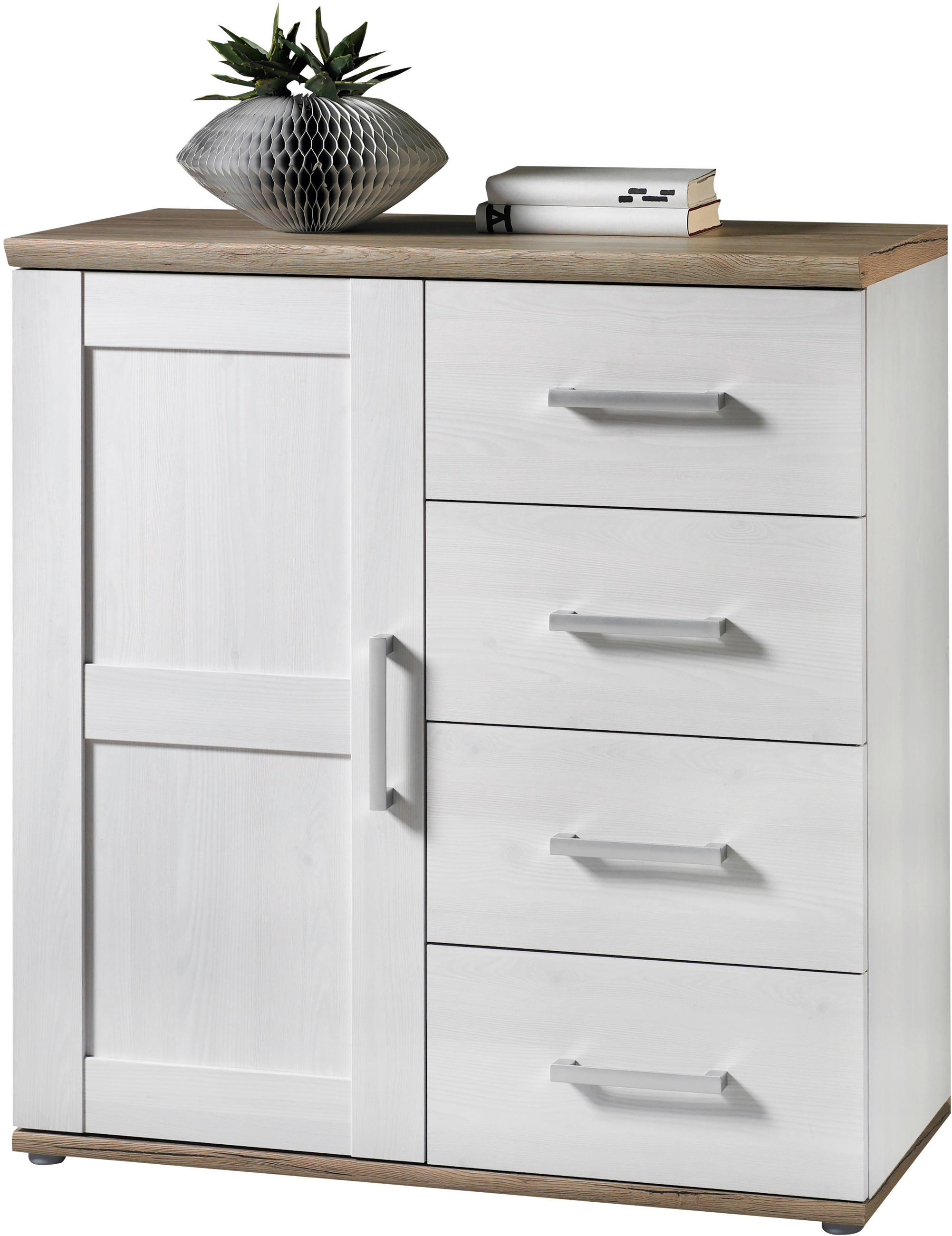 KOMMODE Romance  in 93/99/45 cm  - Silberfarben/Lärchefarben, Basics, Holzwerkstoff/Kunststoff (93/99/45cm) - Landscape