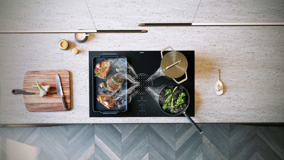 KOCHFELD-DUNSTABZUG-KOMBI - Schwarz, Trend, Glas (83/51,5/19,9cm) - Bora