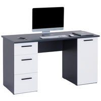 PISALNA MIZA leseni material antracit, bela  - bela/barve aluminija, Moderno, umetna masa/leseni material (138/76/60cm) - Livetastic
