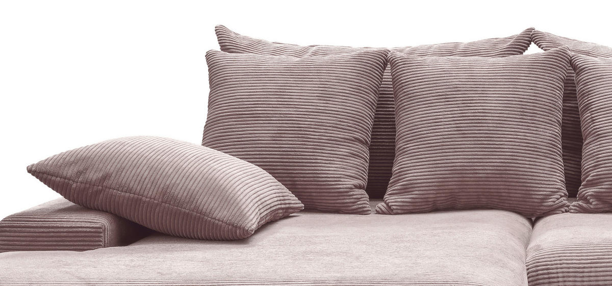 ECKSOFA in Cord Rosa  - Schwarz/Rosa, Modern, Kunststoff/Textil (200/278cm) - Livetastic
