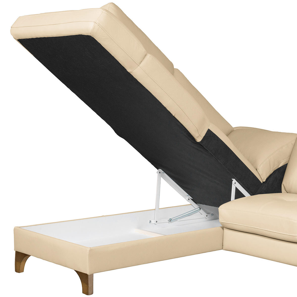 ECKSOFA Lederlook Echtleder Beige  - Beige/Buchefarben, Design, Leder/Holz (234/190cm) - Livetastic