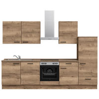 KÜCHENLEERBLOCK 300 cm   in Eiche dunkel  - Eiche dunkel/Schwarz, MODERN, Holzwerkstoff/Metall (300cm) - Nobilia