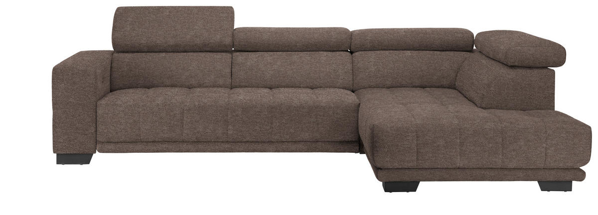 ECKSOFA in Mikrofaser Hellbraun  - Hellbraun/Schwarz, Design, Textil/Metall (301/207cm) - Xora