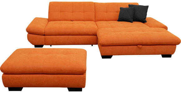 ECKSOFA  in Mikrofaser Orange  290/198 cm  - Schwarz/Orange, Design, Textil/Metall (290/198cm) - Xora