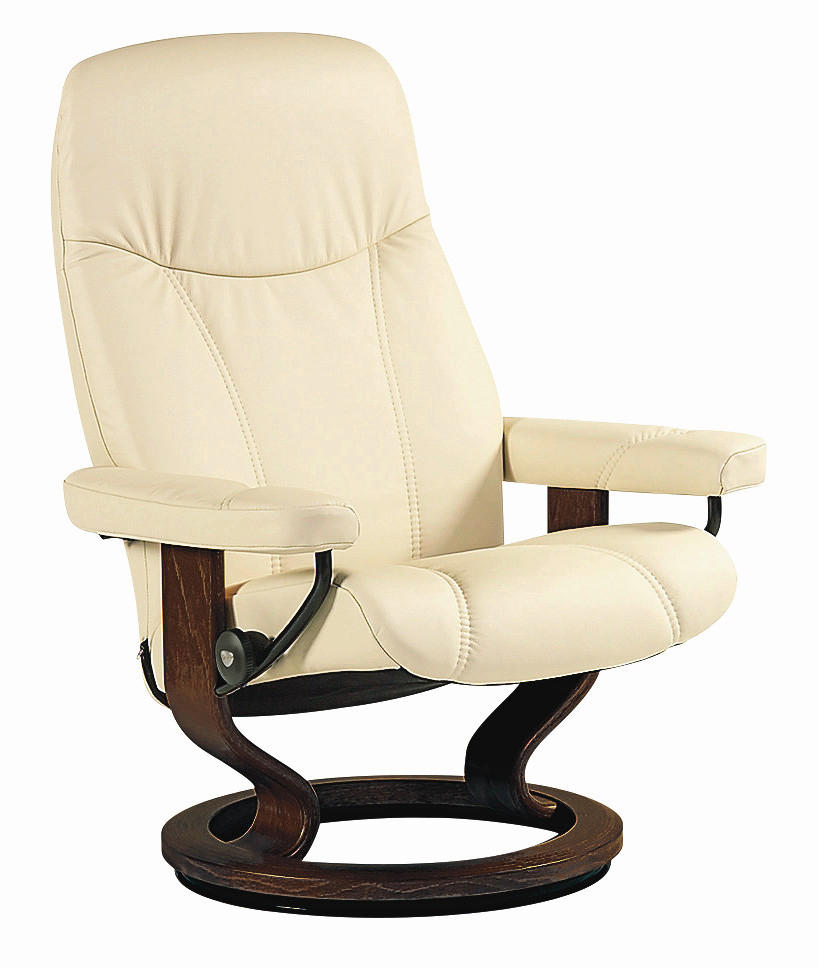 RELAXSESSEL CONSUL Echtleder    - Creme/Braun, Natur, Leder/Holz (75/100/71cm) - Stressless