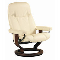 RELAXSESSEL CONSUL Echtleder    - Creme/Braun, Natur, Leder/Holz (75/100/71cm) - Stressless