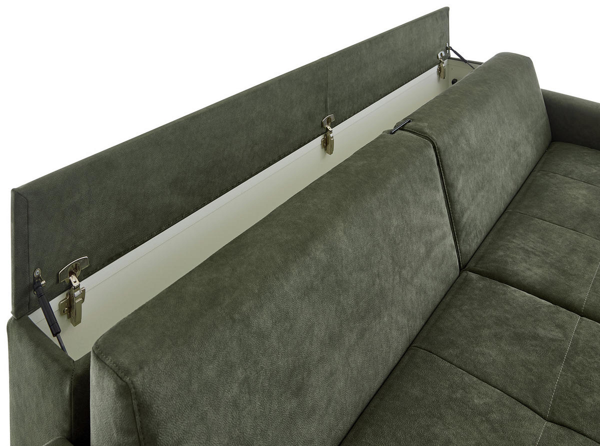 SCHLAFSOFA in Textil Dunkelgrün  - Dunkelgrün/Schwarz, Konventionell, Textil/Metall (232/77/116cm) - Dieter Knoll