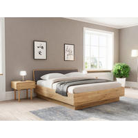 BETT in Braun, Eichefarben  - Eichefarben/Braun, MODERN, Holz/Textil (180/200cm) - MID.YOU