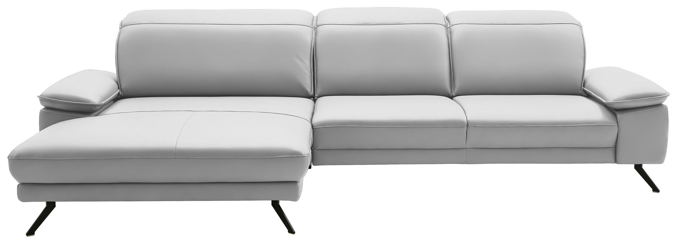 ECKSOFA in Echtleder Weiss  - Weiss/Schwarz, Design, Leder/Metall (193/332cm) - Dieter Knoll