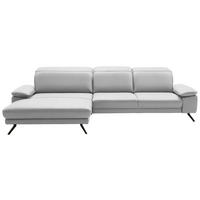 ECKSOFA in Echtleder Weiss  - Weiss/Schwarz, Design, Leder/Metall (193/332cm) - Dieter Knoll