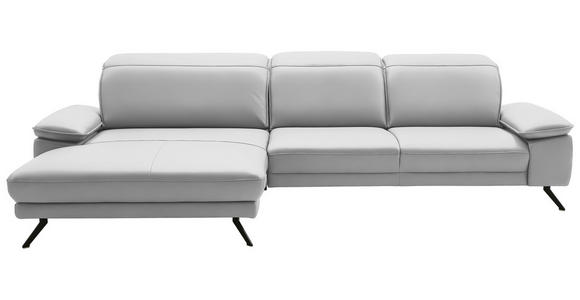 ECKSOFA in Echtleder Weiß  - Schwarz/Weiß, Design, Leder/Metall (193/332cm) - Dieter Knoll