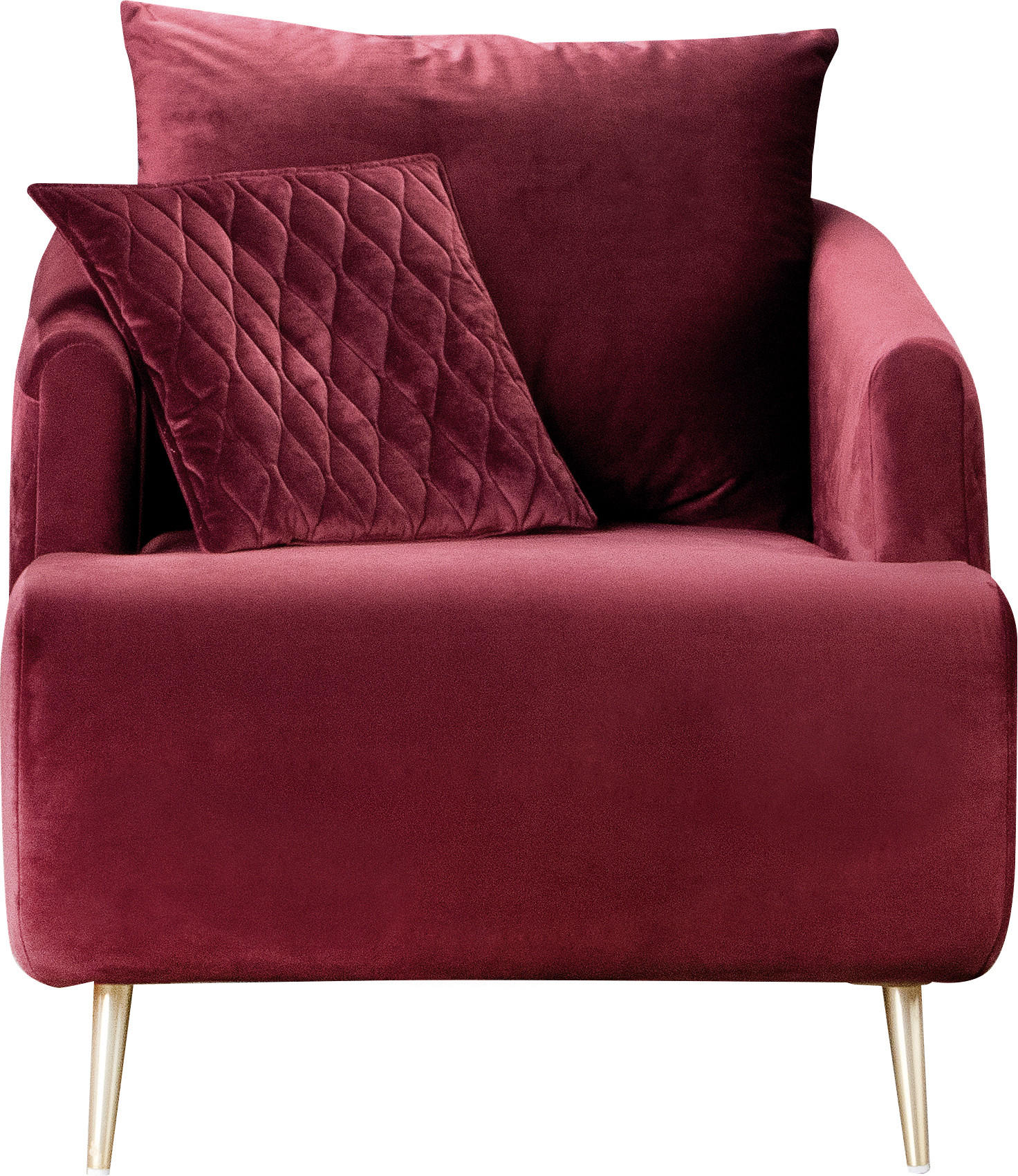 SESSEL Samt Weinrot    - Weinrot/Goldfarben, Design, Textil/Metall (74/84/94cm) - MID.YOU
