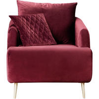 SESSEL Samt Weinrot    - Weinrot/Goldfarben, Design, Textil/Metall (74/84/94cm) - MID.YOU