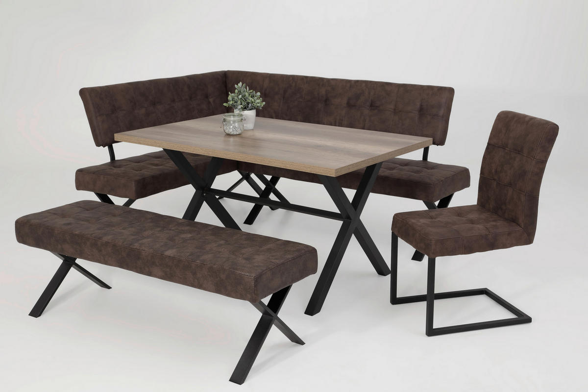 SCHWINGSTUHL-SET 2 Stück  in Stahl Lederlook  - Anthrazit/Braun, MODERN, Textil/Metall (42/91/62cm) - MID.YOU